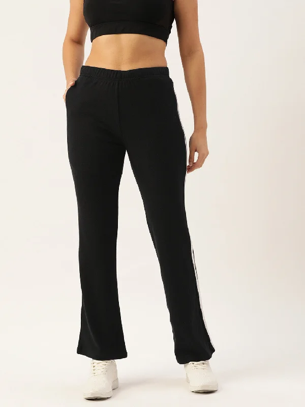 Femea Women Slim Fit Flared Track Pants With Side Taping Detail