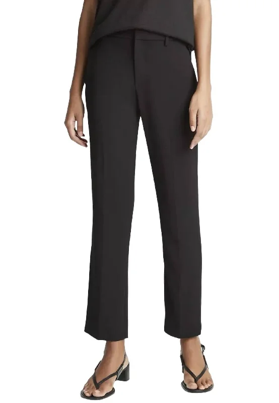 Crepe Tailored Straight Pant In Black