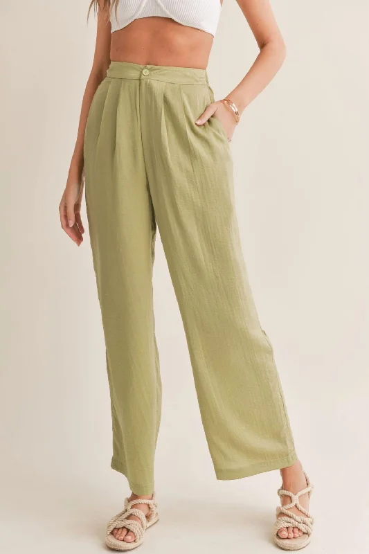 Juicy Pleated Pants In Sage Mint