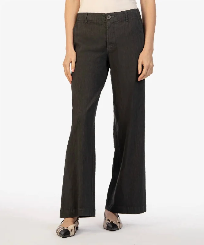 Meg Linen Wide Leg Pants In Charcoal