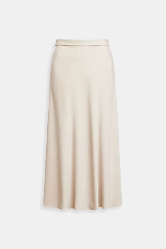 Old Money Solid High Waist Draped Midi Skirt