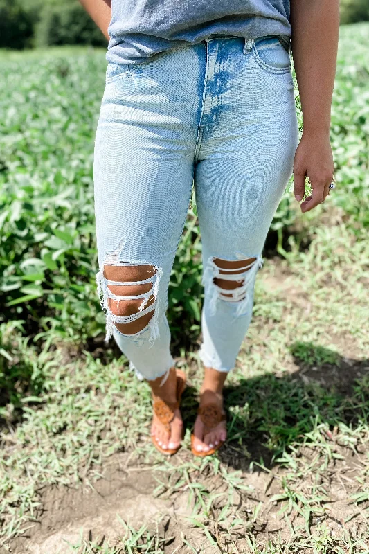 The Tobi's- Light Wash Distressed Skinny Jeans