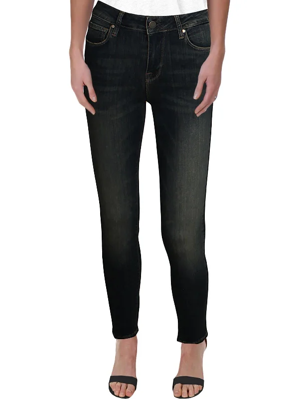 Womens High Rise Distressed Skinny Jeans