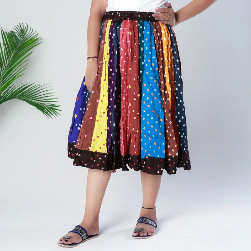 Multicolor - Bandhani Tie-Dye Patchwork Cotton Fabric Short Skirt