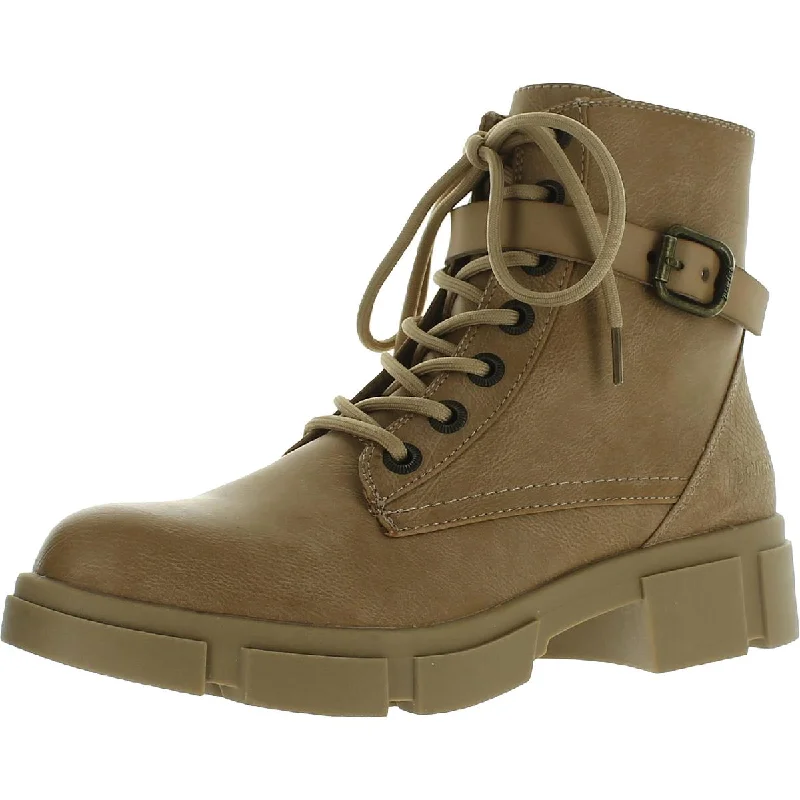 Blowfish Womens Marsh Leather Block Heel Combat & Lace-up Boots