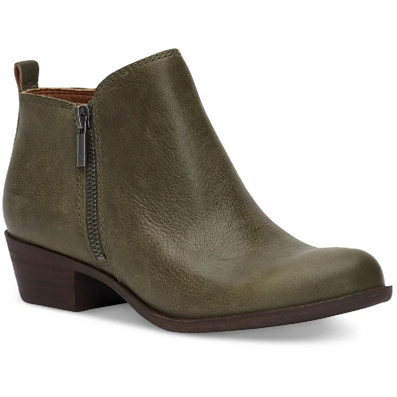 Lucky Brand Womens LKBASEL Block Heel Leather Booties