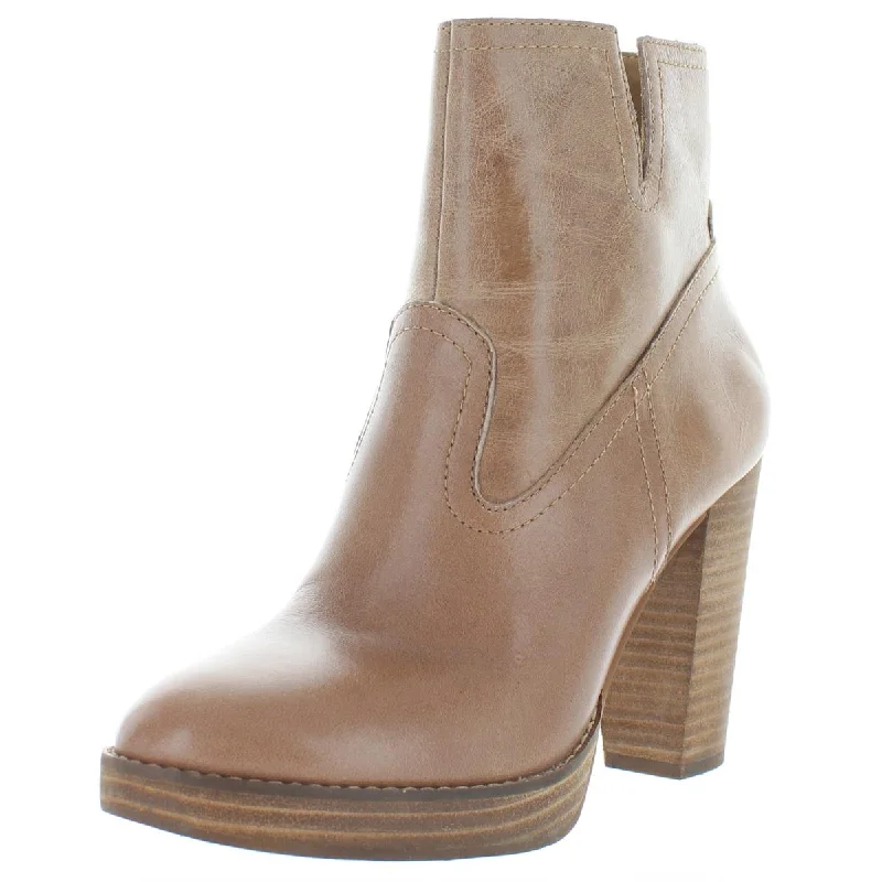 Lucky Brand Women's Quintei Leather Platform Stacked Heel Bootie