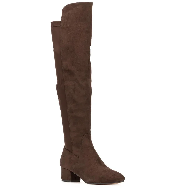 New York & Company Womens Faux Suede Covered Heel Over-The-Knee Boots