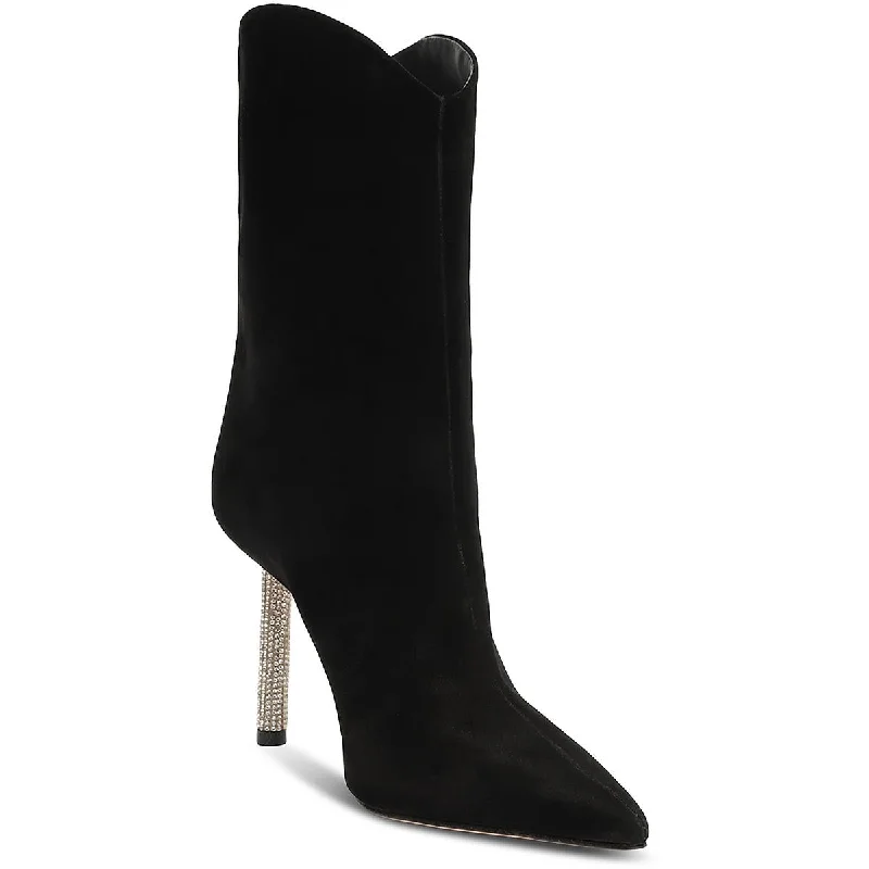 Schutz Womens Suede Rhinestone Mid-Calf Boots